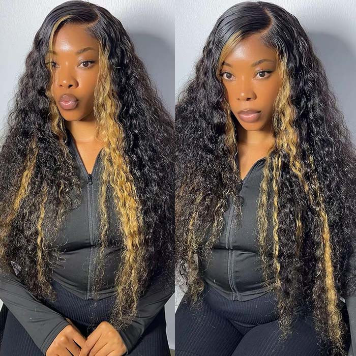 Extra 60% OFF | Glueless Blonde Highlights on Luxurious Lace Frontal Deep Curly Wave Wig Flash Sale