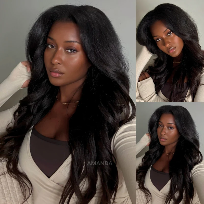 Kinky Straight 7x5 / 13x6 HD Transparent Lace Front Wigs 100% Human Virgin Hair For Women -Amanda Hair