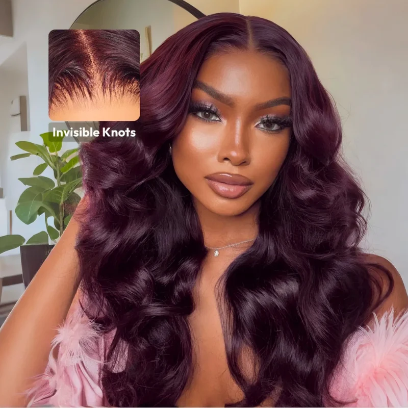 Pre-plucked Hairline Double Drawn Cherry Burgundy Glueless HD Lace Wig