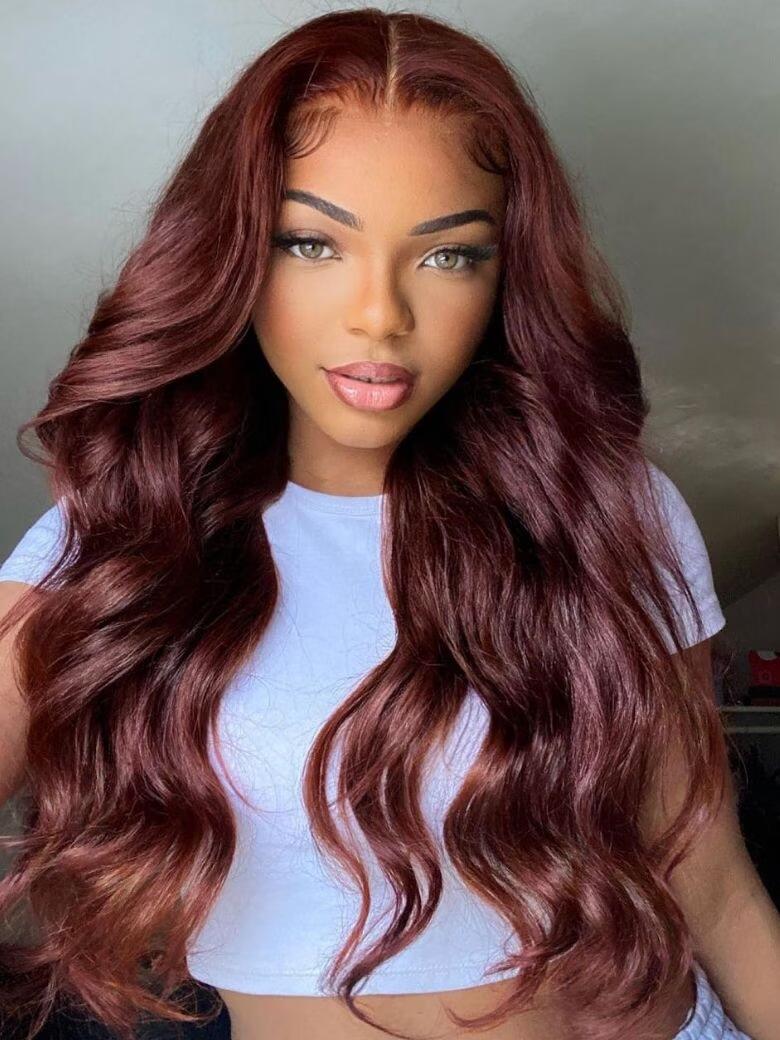 Klaiyi Body Wave Auburn Copper Brown Color Human Hair 3 or 4 Bundles Deals, 8 8 8