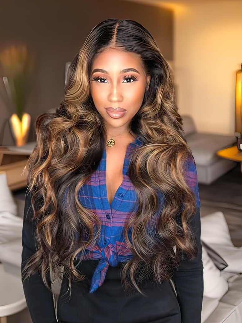 UNice Balayage Highlight Human Hair Weave #FB30 Body Wave Hair Bundles 3 Bundle Deals