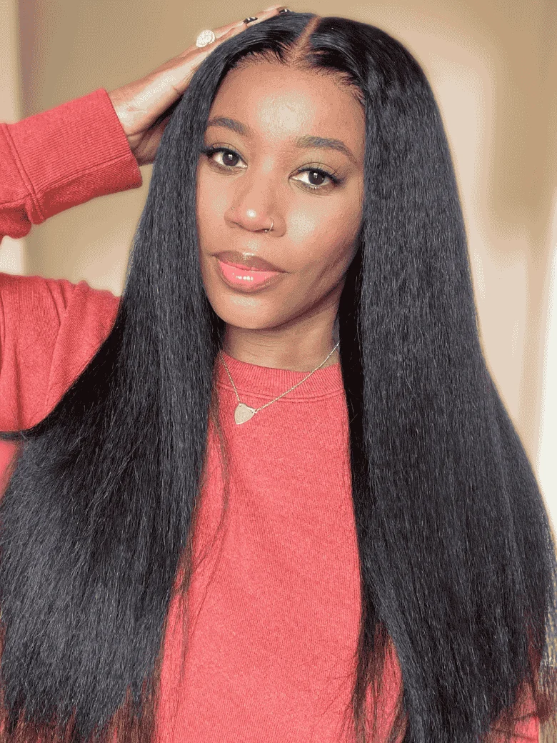 Klaiyi Hair 4 Bundles Kinky Straight Human Hair Weave Natural Black Color Virgin Hair High Quality, 10 10 10 10
