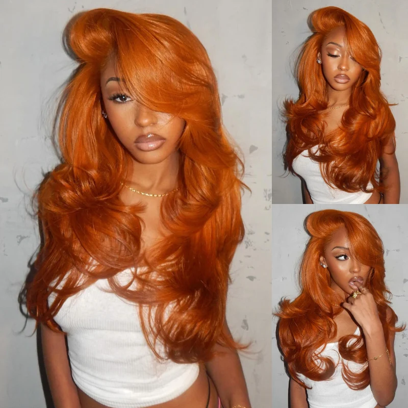 Orange Ginger Colored Body Wave 13x4 Lace Front Wigs With Baby Hair 100% human Hair-Amanda Hair