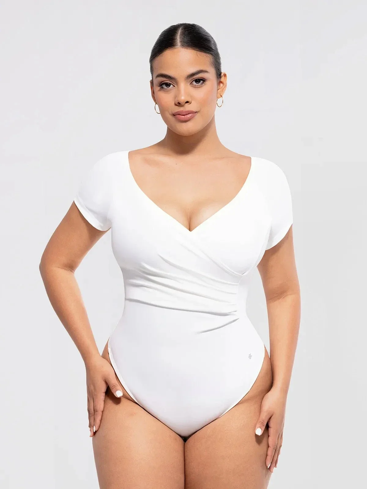 Shapewear Portrait Neckline Draped Sculpting Bodysuit